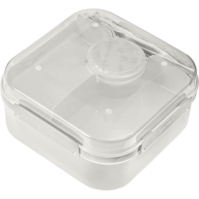BranQ 1960 1,6 l Salat-Lunchbox, 2 Ebenen, Dressingbehälter, Besteckfächer, Lebensmittelaufbewahrung, Transportbox – Weiß