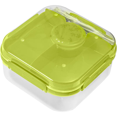 BranQ 1960 1.6L Salade Lunchbox 2 Niveau Dressing Container Bestekcompartimenten Voedselopslag Transportbox - Groen
