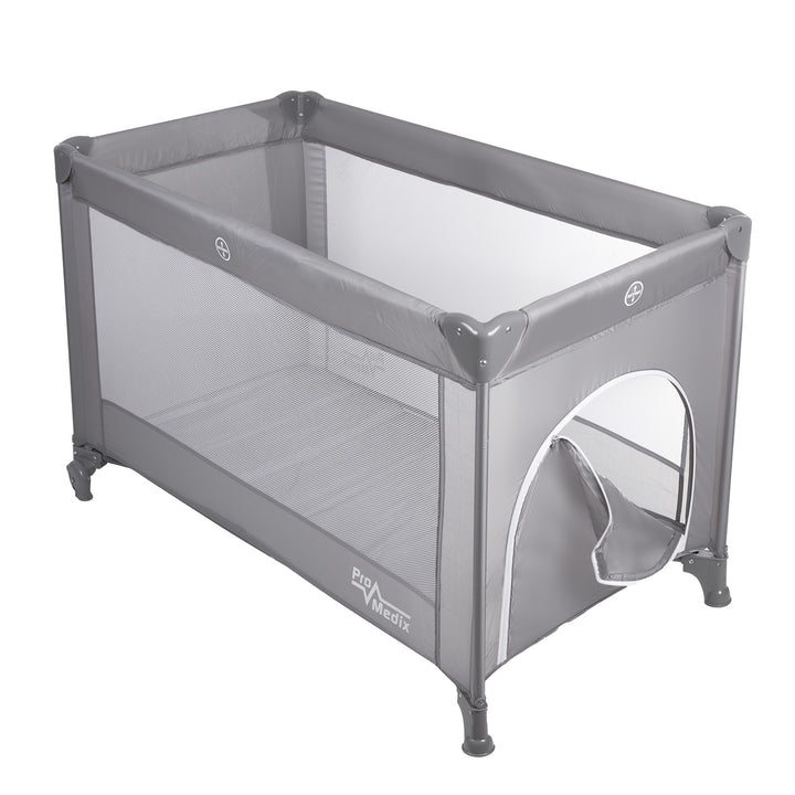 Promedix PR-803G Travel Baby Cot with Wheels - Grey Bed Crib 125x65x74cm Casters Protective Cover