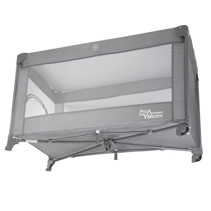 Lit de voyage Promedix, 125x65x74cm, gris, roulettes, housse de protection, PR-803 G