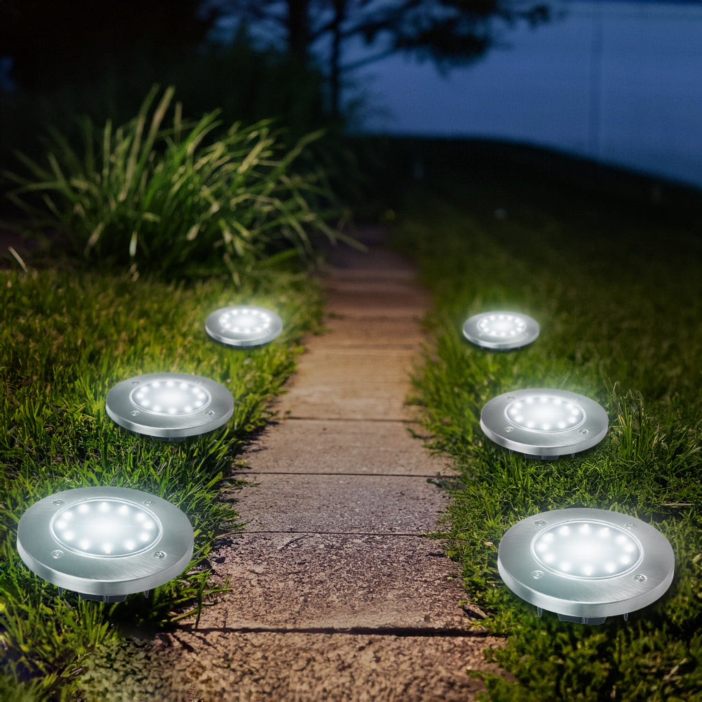 6x Lámpara de suelo LED solar Maclean IP44, 12 LED SMD, 4000K, Ni-MH 600 mAh, 0,7W, MCE318