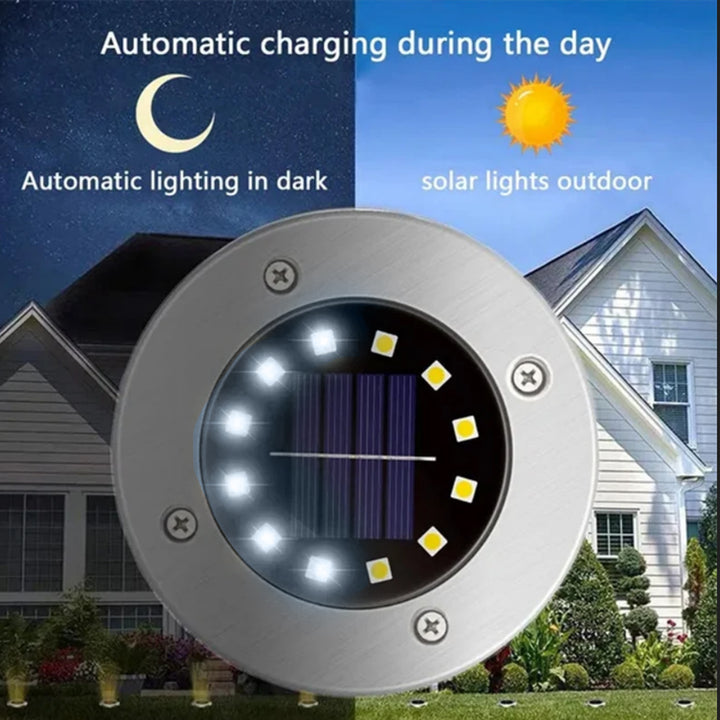 12x MacLean ip44 solar LED fundamentation light, 12led smd, 4000k, Nickel 600mah, 0.7w, mce318