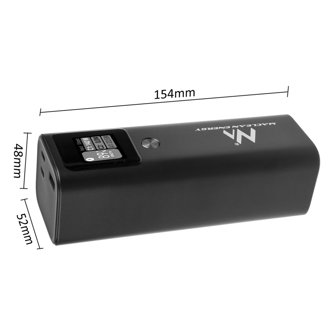 Maclean MCE335 Powerbank 24600 mAh avec fonction de charge rapide USB C entrée et sortie, batterie externe Power Delivery (PD) 140 W, Fast/Quick/Super Charge, 88,56 Wh, 2 ports USB Type-C, capacité