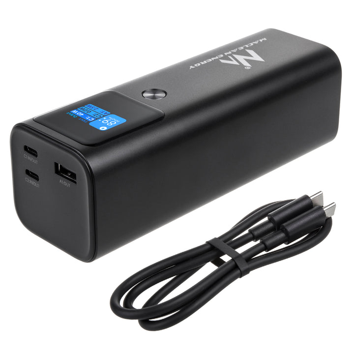 Maclean MCE335 Powerbank 24600 mAh avec fonction de charge rapide USB C entrée et sortie, batterie externe Power Delivery (PD) 140 W, Fast/Quick/Super Charge, 88,56 Wh, 2 ports USB Type-C, capacité