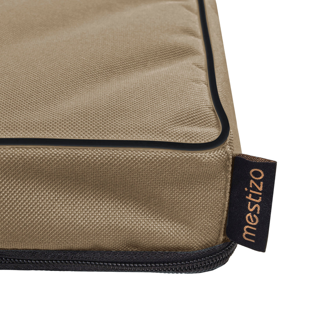 Mestizo Vigo Colchoneta para Perro Cama para Perro Colchoneta para Perro Fondo Antideslizante Tejido de Poliéster Cordura Impermeable (80x60x5cm) Beige/Negro