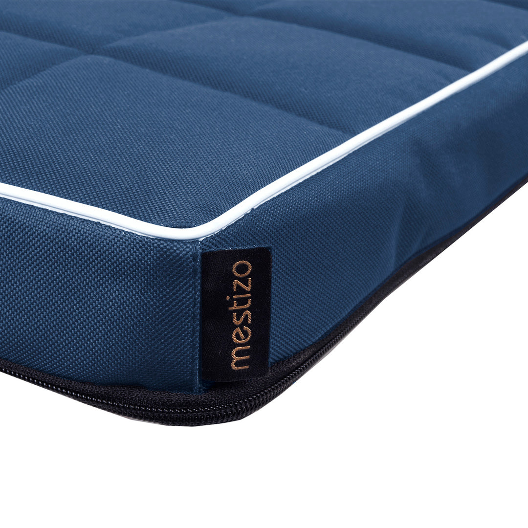 Mestizo Vigo Checked Cama Colchón para Perro Gato Colchoneta para Mascotas (80x60x5cm) en Azul Marino/Blanco