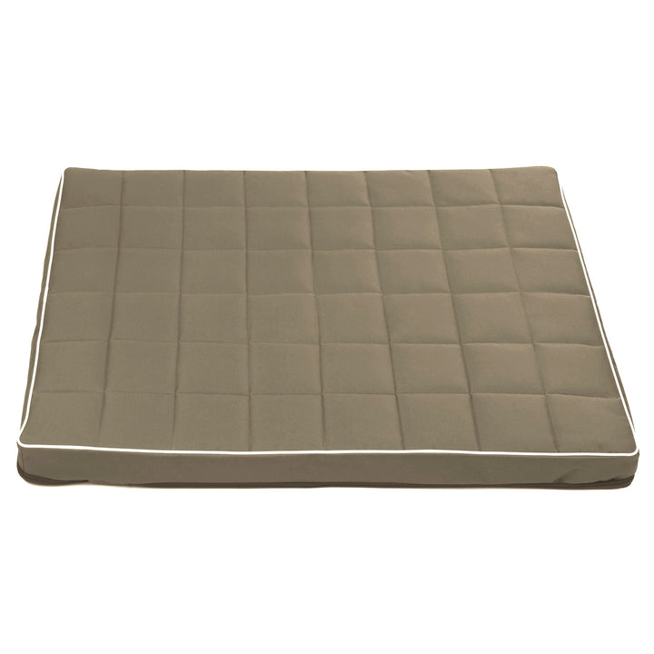 Vigo Geruit matrasbed voor hond en kat 80 x 60 x 5 cm in beige met witte bies