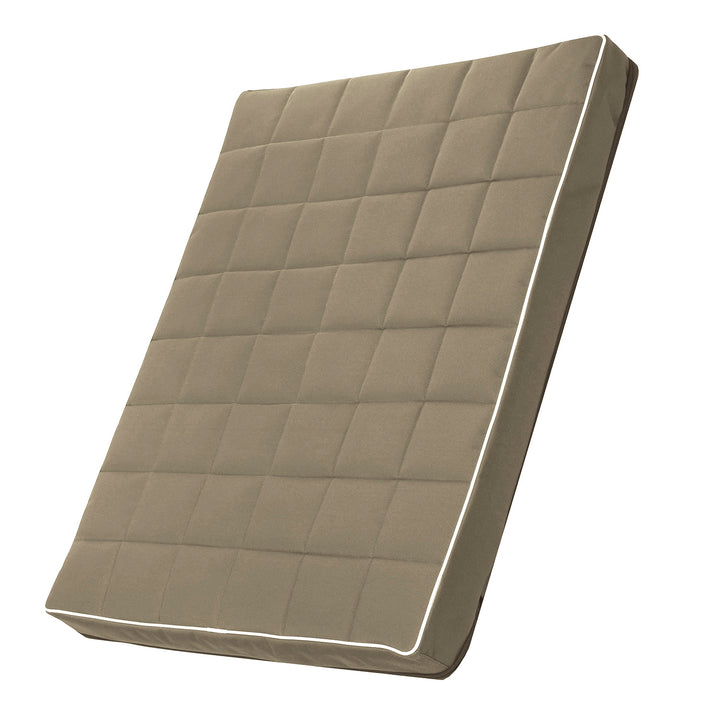 Vigo Geruit matrasbed voor hond en kat 80 x 60 x 5 cm in beige met witte bies