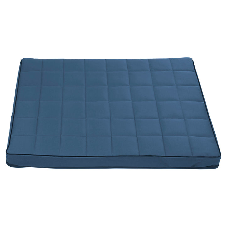 Vigo Geruit matrasbed voor hond en kat 80 x 60 x 5 cm in blauw met zwarte bies