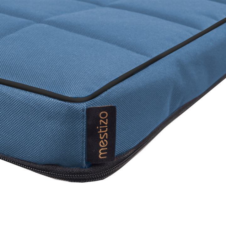 Vigo Geruit matrasbed voor hond en kat 80 x 60 x 5 cm in blauw met zwarte bies