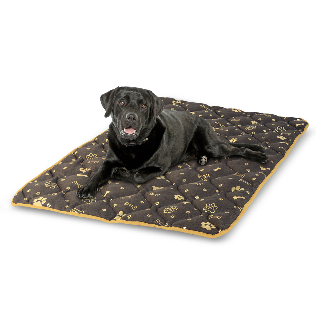 Prestige Manta Impermeable para Perro Colchoneta Duradera para Perro con Patrón de Hueso Dorado en Marrón (100x70cm)