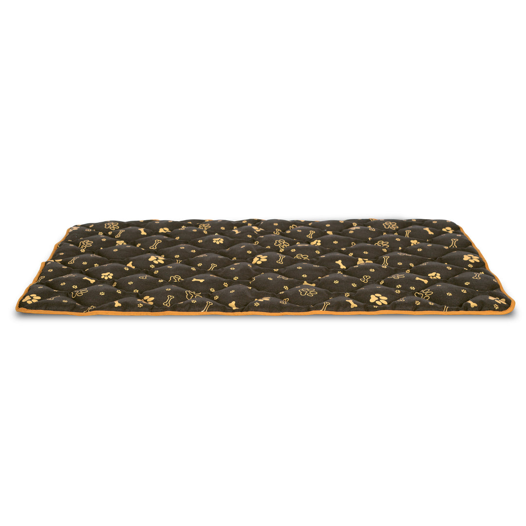 KingDog Prestige Dog Bed Dog Mat Durable Waterproof Dog Mattress with a Pattern of Golden Bones in Brown 100 x 70 cm