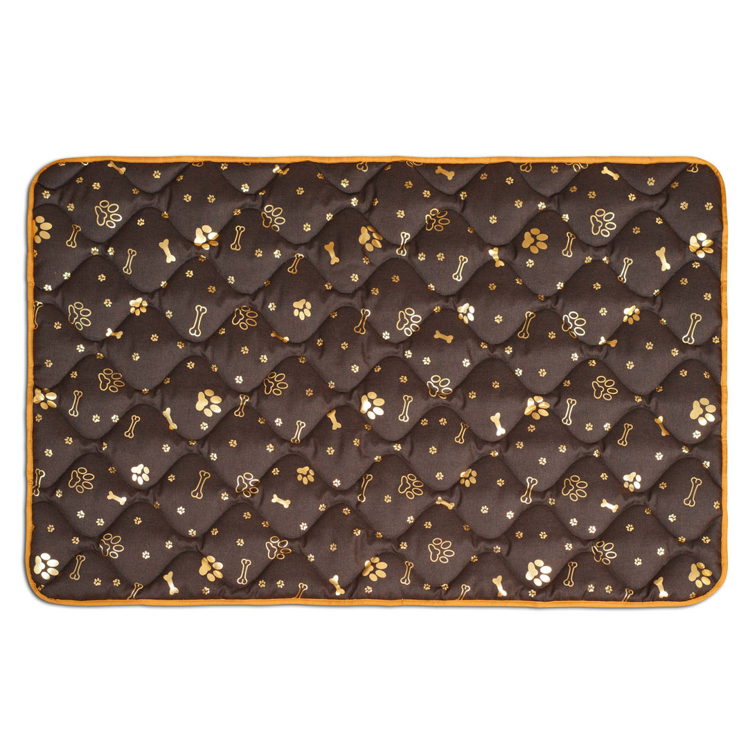 Prestige Hundebett Hundematte Haltbare wasserdichte Hundematratze mit einem Muster aus goldenen Knochen in Braun (100x70cm)