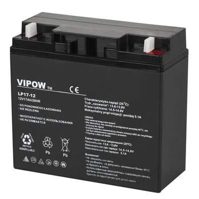 VIPOW BAT0212 Wartungsfreie Batterie 12 V 17 Ah wiederaufladbares AGM-Gel