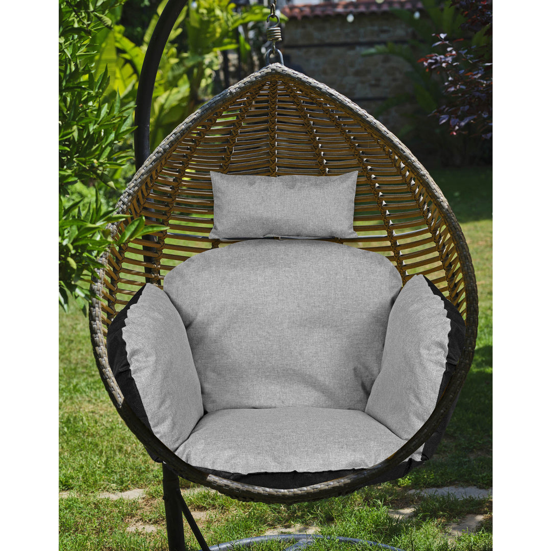 Coussin de jardin 112x113 cm pour nid de cigogne chaise suspendue imperméable gris foncé