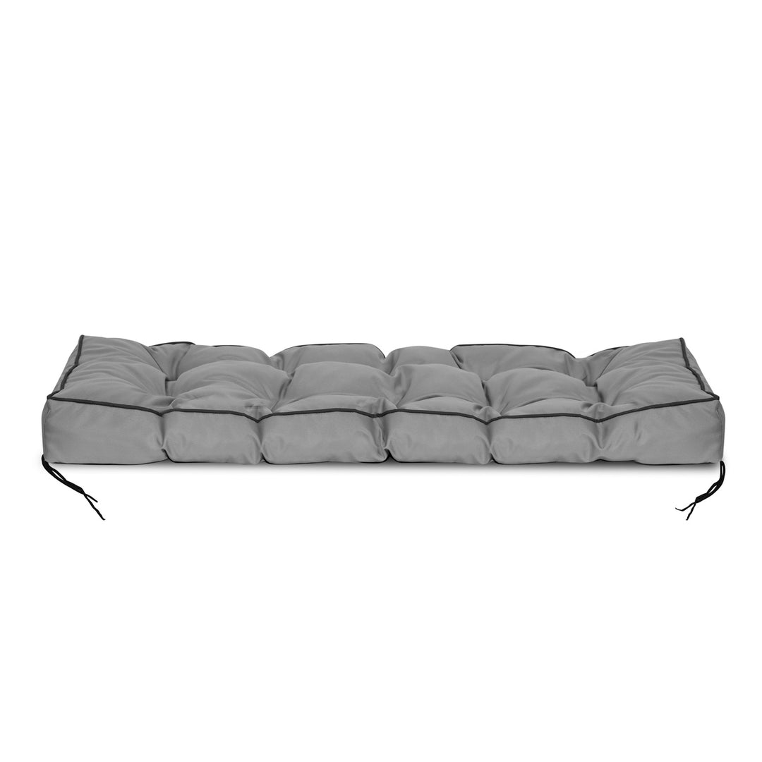 Cojín de jardín 120x40 cm con lado alto para banco palet impermeable gris