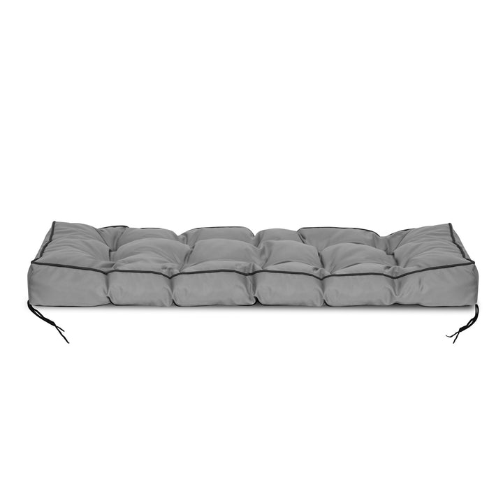 Coussin de jardin 120x40 cm avec côté haut pour banc de palette imperméable gris