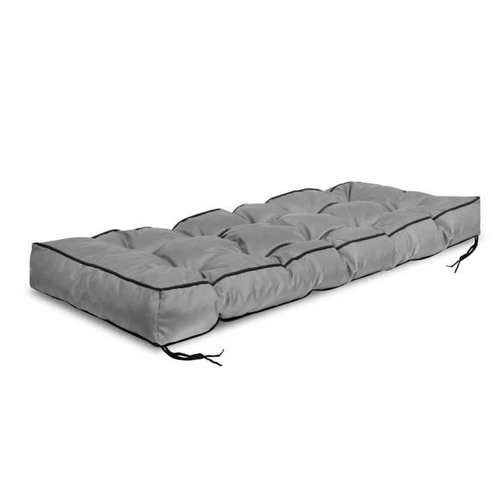 Coussin de jardin 120x40 cm avec côté haut pour banc de palette imperméable gris