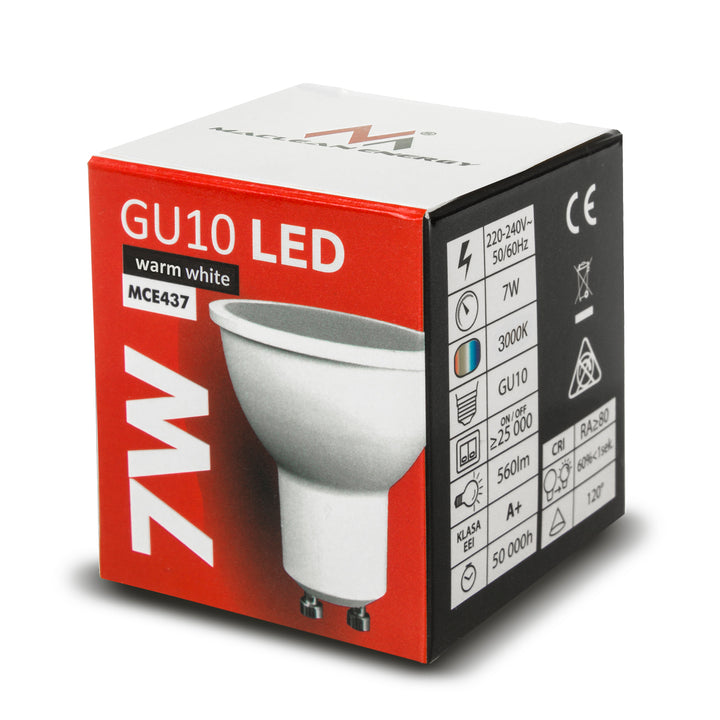 6x Maclean LED-Lampe, GU10, 7W, 220-240V~, 50/60Hz, Warmweiß, 3000K, 490 Lumen, MCE437 WW