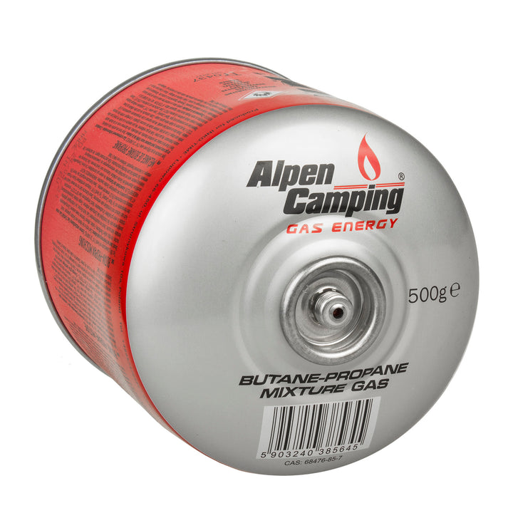 3x Alpen Camping 500g Gaskartusche, Zertifikat: Pi 0437, entspricht EN417, Propan-Butan, Bereich -10°c bis + 40°c, 7/16" Ventil IK008