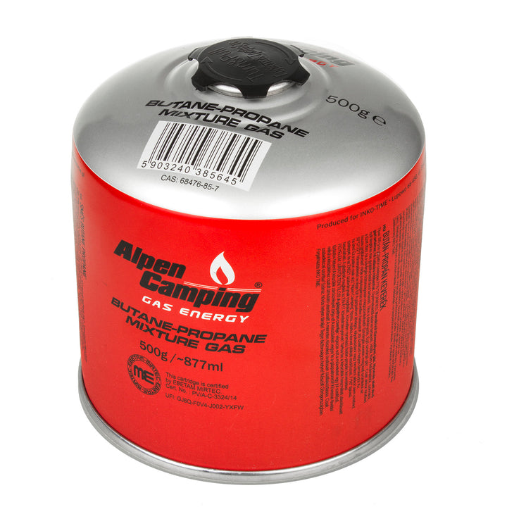 Alpen Camping 3x 500g Gas Cartridge Propane-butane, Range -10°c to+ 40°c, 7/16" Valve IK008