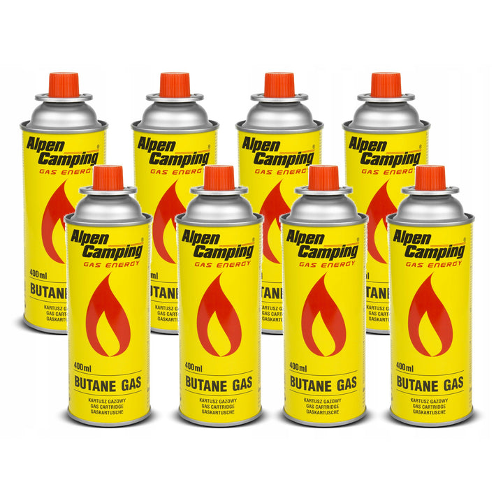 Alpen Camping 8x 400ml Gaskartusche Gasflasche für Gaskocher Campingkocher Bunsenbrenner Lötbrenner