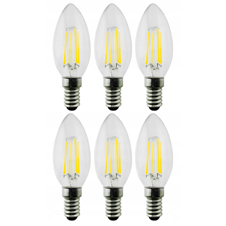 6x Maclean, Filament LED E14, 6W, 230V, WW warmweiß 3000K, 806lm, Retro Edison Deko-Kerze C35, MCE286