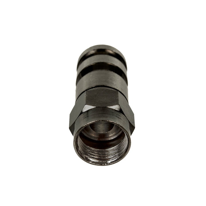 Maclean MCTV-916 50x F Compression Connector, RG-6, Professional, Nickel Plated, Black, Quick Connection