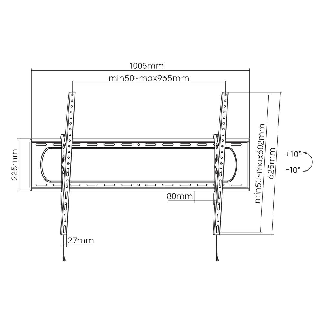 Maclean TV MC-750N Heavy Duty TV Wall Mount Bracket max. 120kg Flat Slim Tilting VESA 900x600 60-120" Black