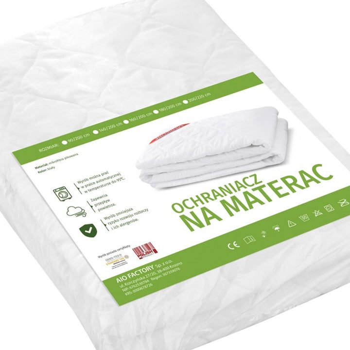 AIO FACTORY Ecco Mattress Topper Protector with Elastic Band 90x200cm White Hypoallergenic Oeko-Tex