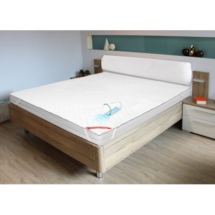 Medicline Hoogwaardige waterdichte beschermmatrashoes Matrasbeschermer Gewatteerd Wasbaar tot 30°C 200 g/m2 (90 x 200 cm)