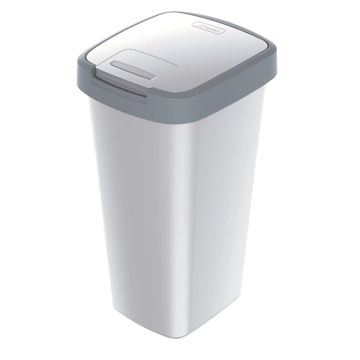 Keden Compacta Q Rubbish Bin with Swing and Hinged Lid 12L Plastic Waste Separation Waste Bin Recycling Waste Collector - ash color with light gray frame