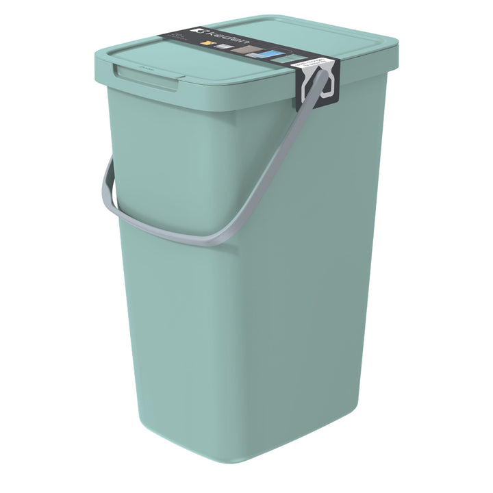 Keden Systema Q Sorting Waste Bin 20L Recycling Bin Separation Segregation Lidded with Handle Hanging Dustbin Garbage Can Slim Green Glass