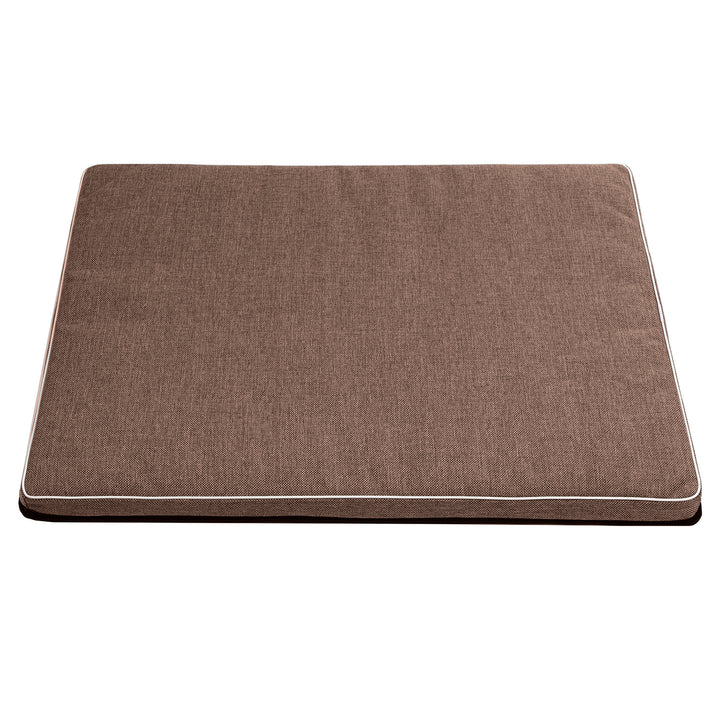 Leon Standard Hundekatzen-Matratzenbett 80x60x5cm in braun mit weißer Zierleiste