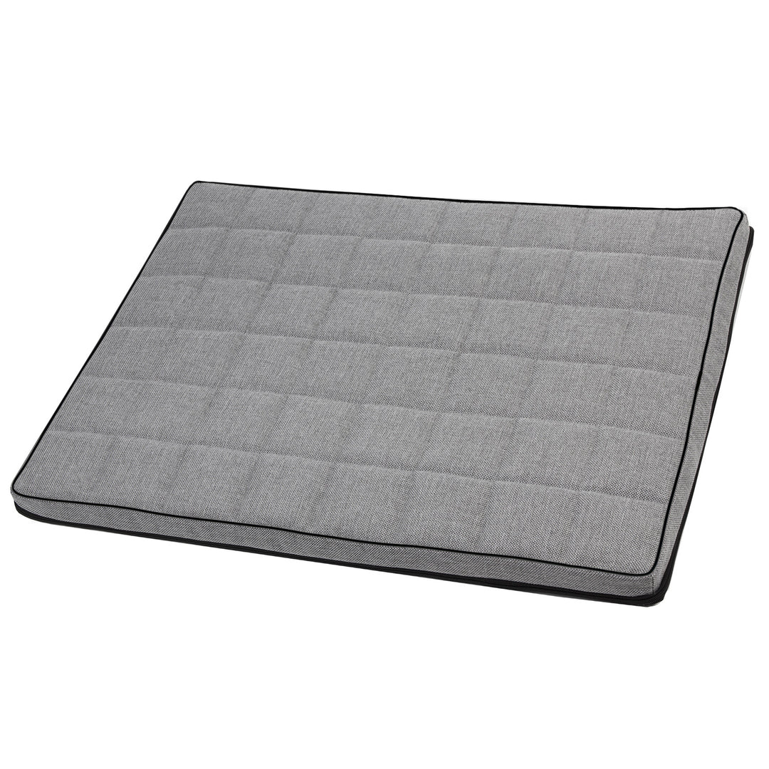 Leon Checked 80x60x5cm perro gato colchón cama en gris claro con ribete negro