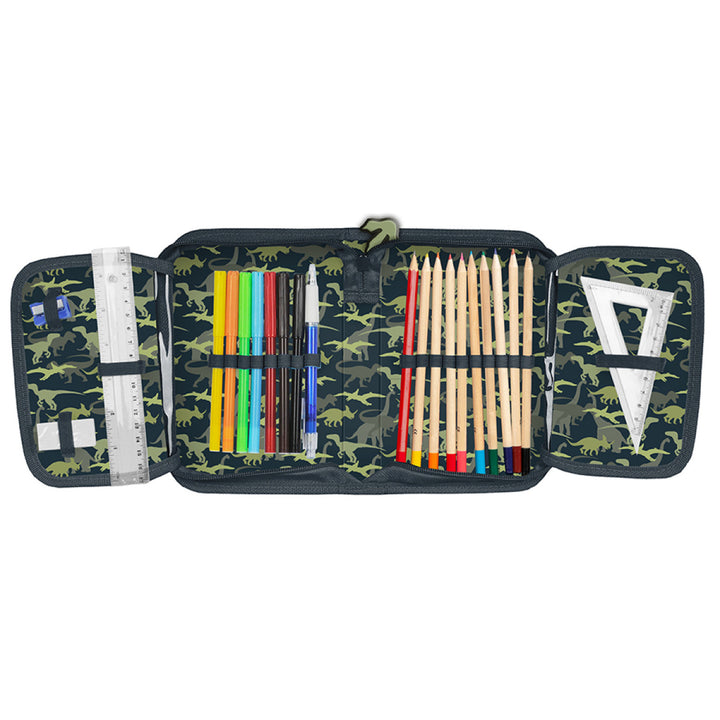 Dinosaur Paso PP23DZ-P001 Pencil Case with Accessories Single-Compartment Zipper