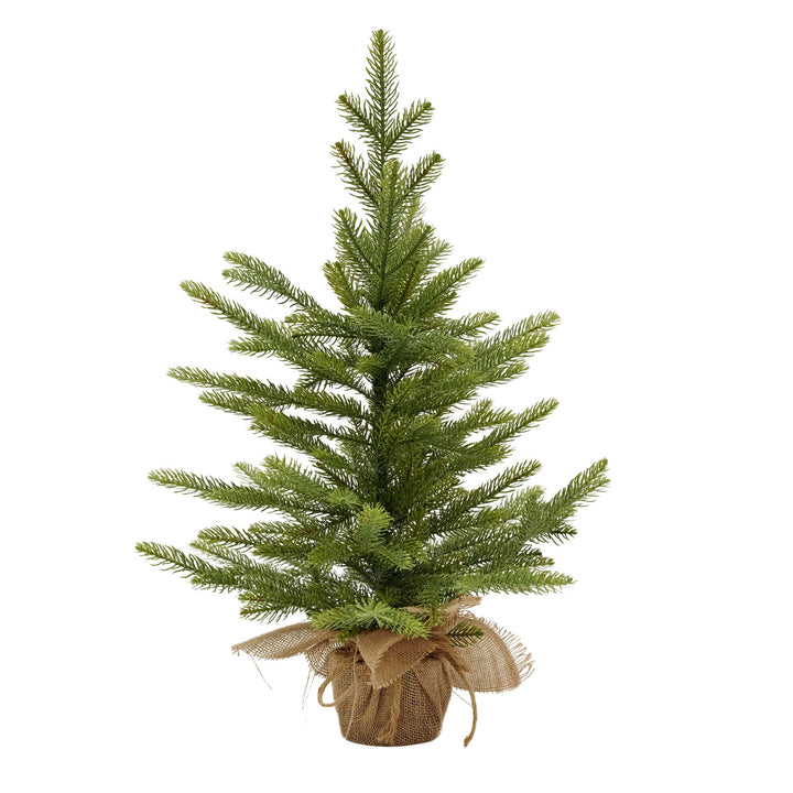 Mini-Weihnachtsbaum im Blumentopf mit einem Jutesack  Künstlicher Weihnachtsbaum PE+PCV Christbaum 65cm