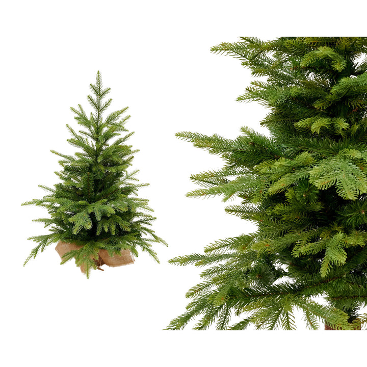 Virpol Miniárbol de Navidad en Maceta con una Bolsa de Yute, Árbol de Navidad Artificial PE+PCV, 90 cm