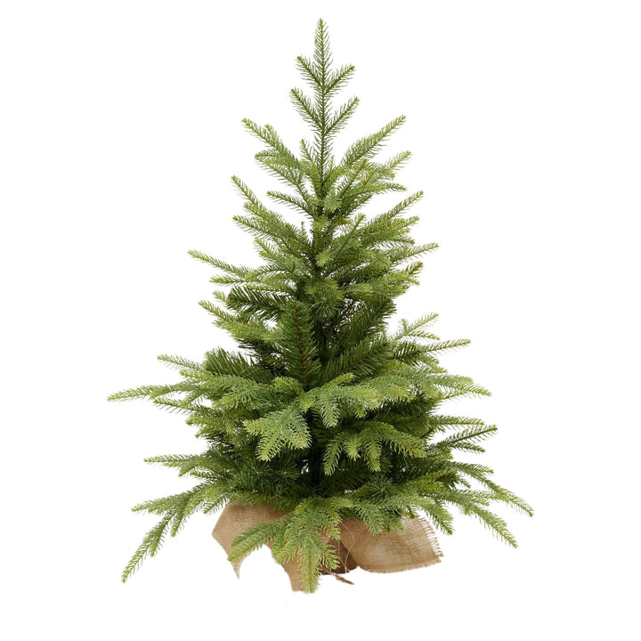 Virpol Mini-Weihnachtsbaum im Blumentopf mit einem Jutesack Künstlicher Weihnachtsbaum PE+PCV Christbaum 90cm