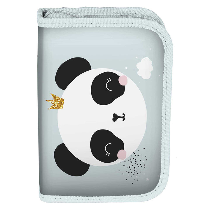 Paso PP23PQ-P001 Pencil Case Panda with Accessories School Kids Zipper Crayon Pencil Ruler