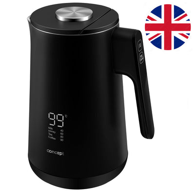 Concept RK3340 Kettle roestvrij staal digitaal 1.7L temperatuurregeling waterindicator cool touch System 1500W uk plug