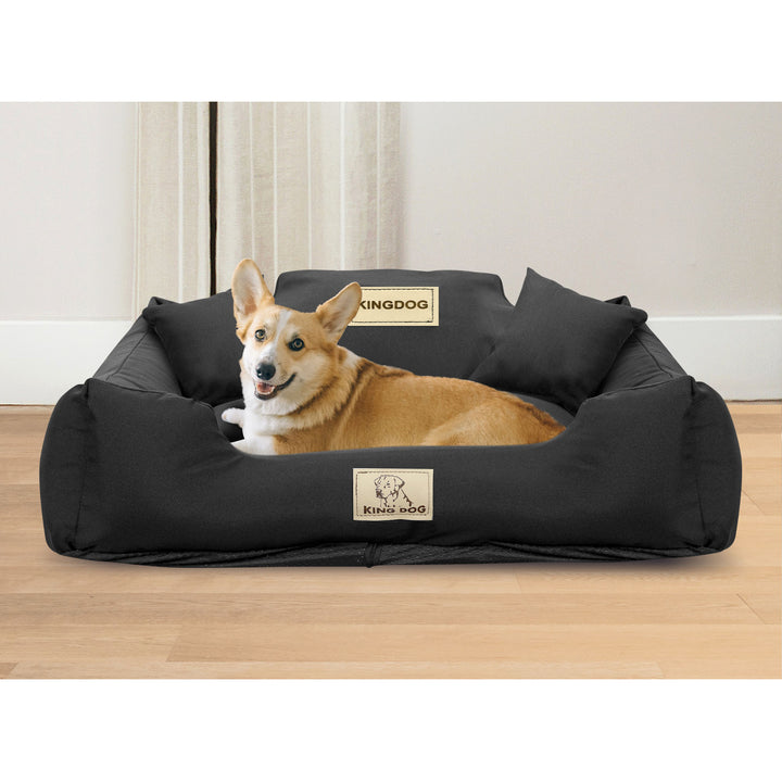 KingDog Rutschfestes Hundebett mit Reißverschluss aus Panama Stretch MM43 Tierbett Haustierbett Zerlegbar Und Waschbar 100% Schwarz