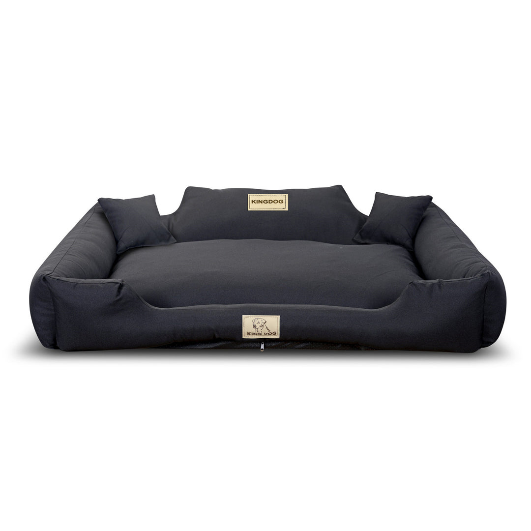 KingDog Rutschfestes Hundebett mit Reißverschluss aus Panama Stretch MM43 Tierbett Haustierbett Zerlegbar 115x95 cm Schwarz