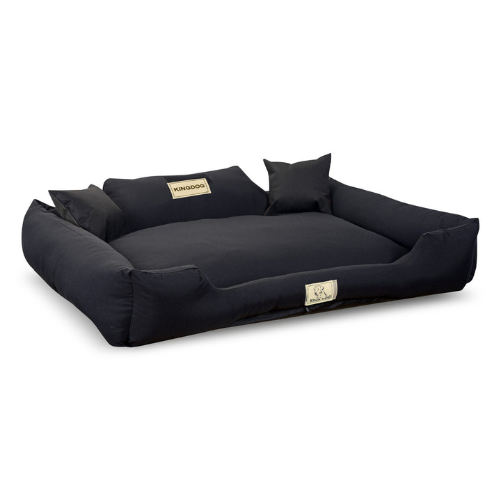 KingDog Rutschfestes Hundebett mit Reißverschluss aus Panama Stretch MM43 Tierbett Haustierbett Zerlegbar 115x95 cm Schwarz