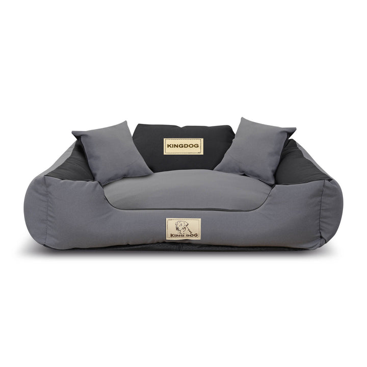 KingDog Non-Slip Zippered Dog Bed Panama Stretch MM44 Pet Bed Dismountable And Washable 100% Polyester 160 g/m2 75x65 cm Grey-black