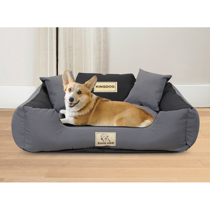 Hundebett  Tierbett Haustierbett   KingDog Rutschfestes mit Reißverschluss aus Panama Stretch MM43 Außenmaße: 100x75cm/Innenmaße: 80x60cmDunkelgrau