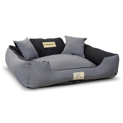 Kingdog Lit pour chiens à glissière non glissée Panama Stretch MM44 Pet Bed Dismontable et lavable 100% polyester 160 g / m2 100x75 cm Grey-Black