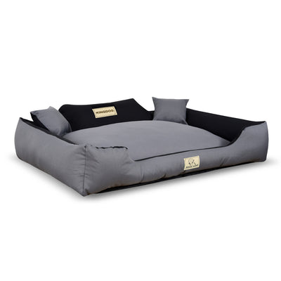 KingDog Non-Slip Chien Zippered Bed Panama Stretch MM44 Pet Bed Dismontable And Washable 100% Polyester 160 g/m2 115x95 cm Gray and Black