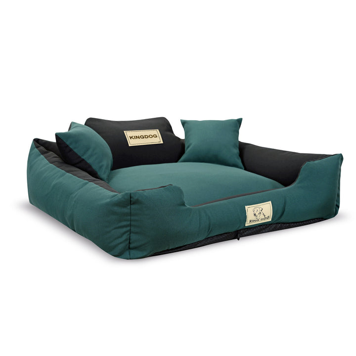 Hundebett mit Reißverschluss aus Panama Stretch MM43 Tierbett Haustierbett Zerlegbar  Außenmaße: 75x65cm/Innenmaße: 60x50cm Grün KingDog Rutschfestes