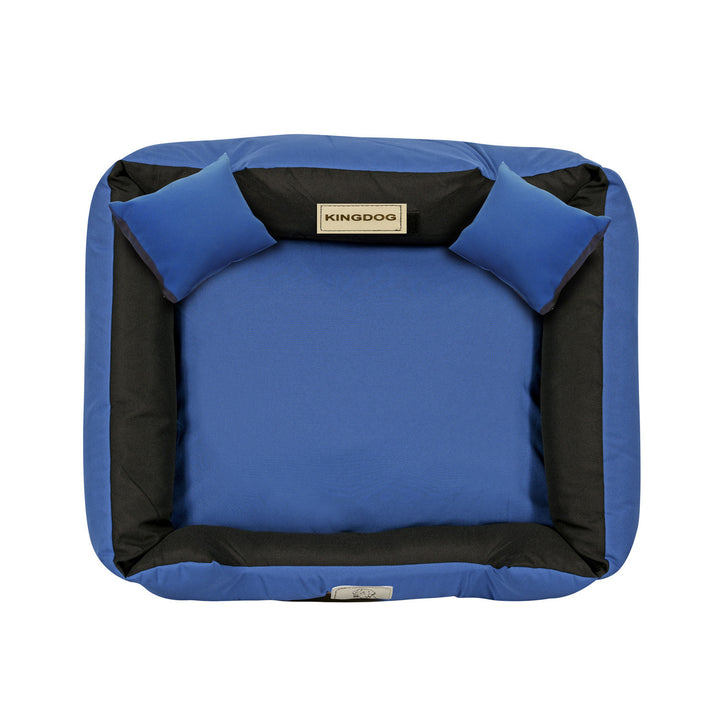 KingDog Panama Stretch Dog Bed Playpen Anti-slip Blue with Black Two Small Pillows in the Set 75x65 cm